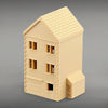Suburban Row House #5 - Three Story with Shed - HO Scale 1:87 - Brown