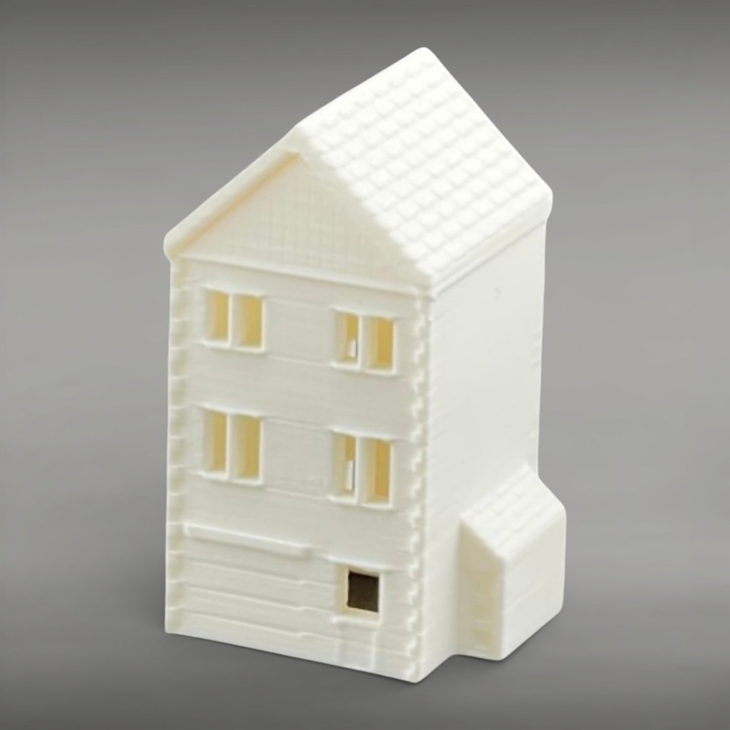 Suburban Row House #5 - Three Story with Shed - Z Scale 1:220 - White