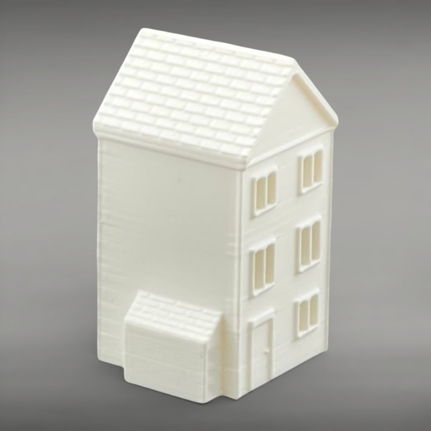 Suburban Row House #5 - Three Story with Shed - Z Scale 1:220 - White