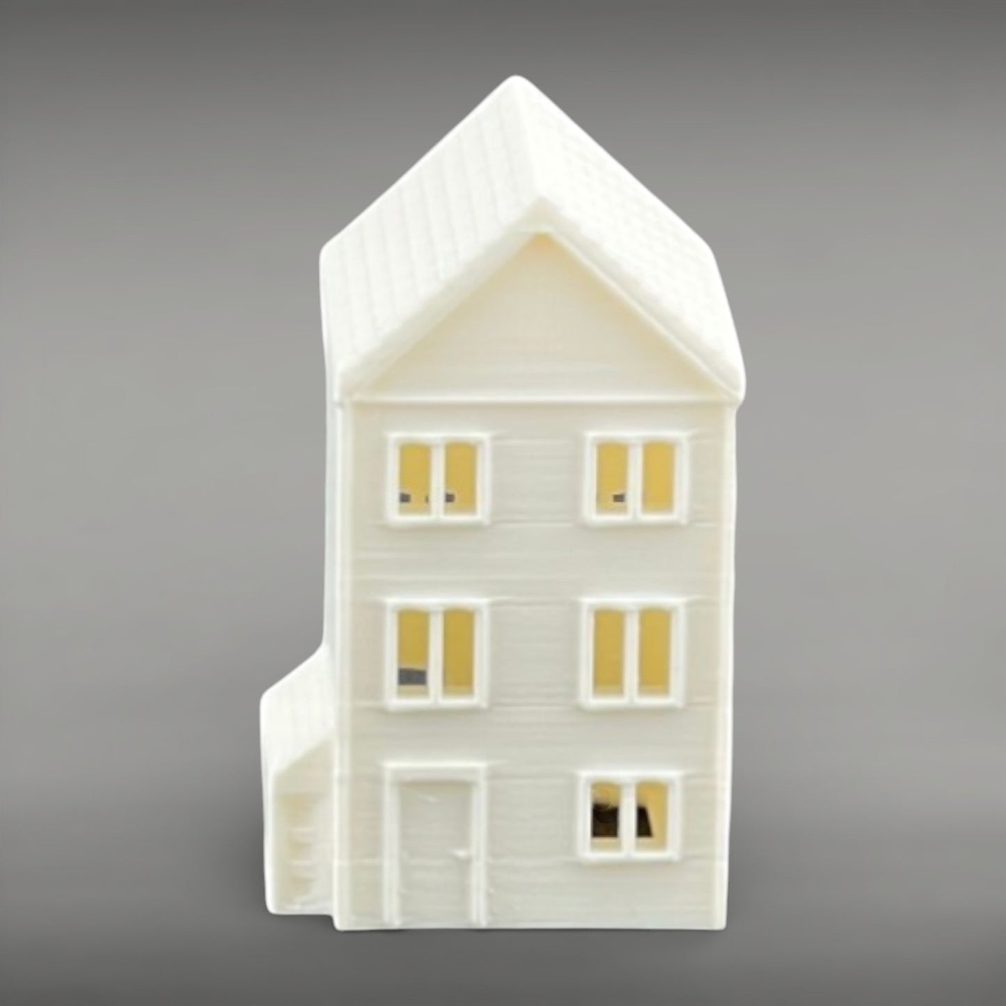 Suburban Row House #5 - Three Story with Shed - Z Scale 1:220 - White
