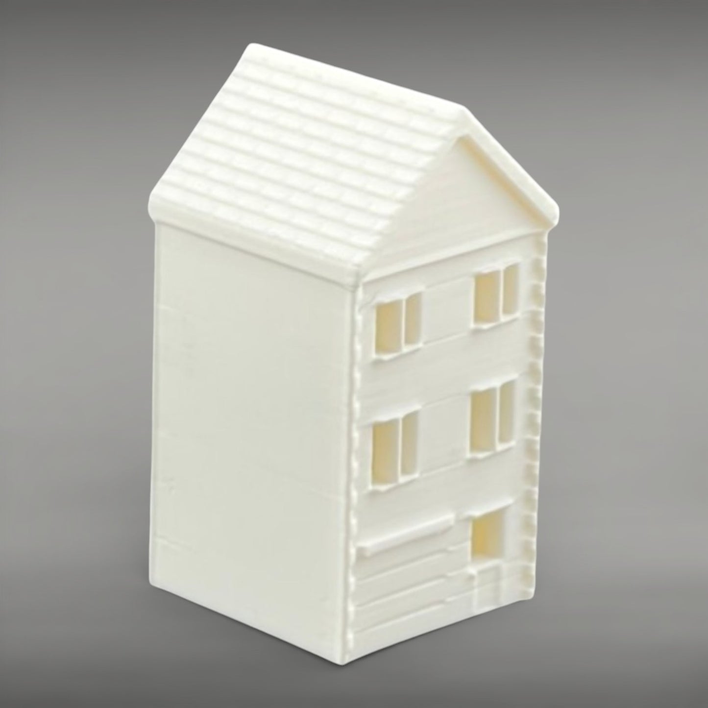 Suburban Row House #5 - Three Story with Shed - Z Scale 1:220 - White