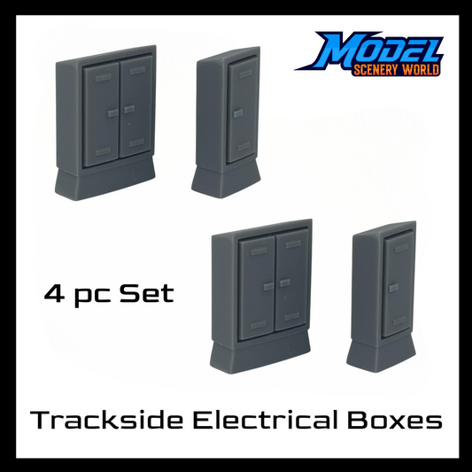 Trackside Electrical Boxes (4pcs) - O Scale 1:48 - Gray