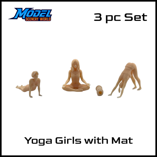 N Scale 1:160 Yoga Girls Resin Figures 3pc Set with Mat