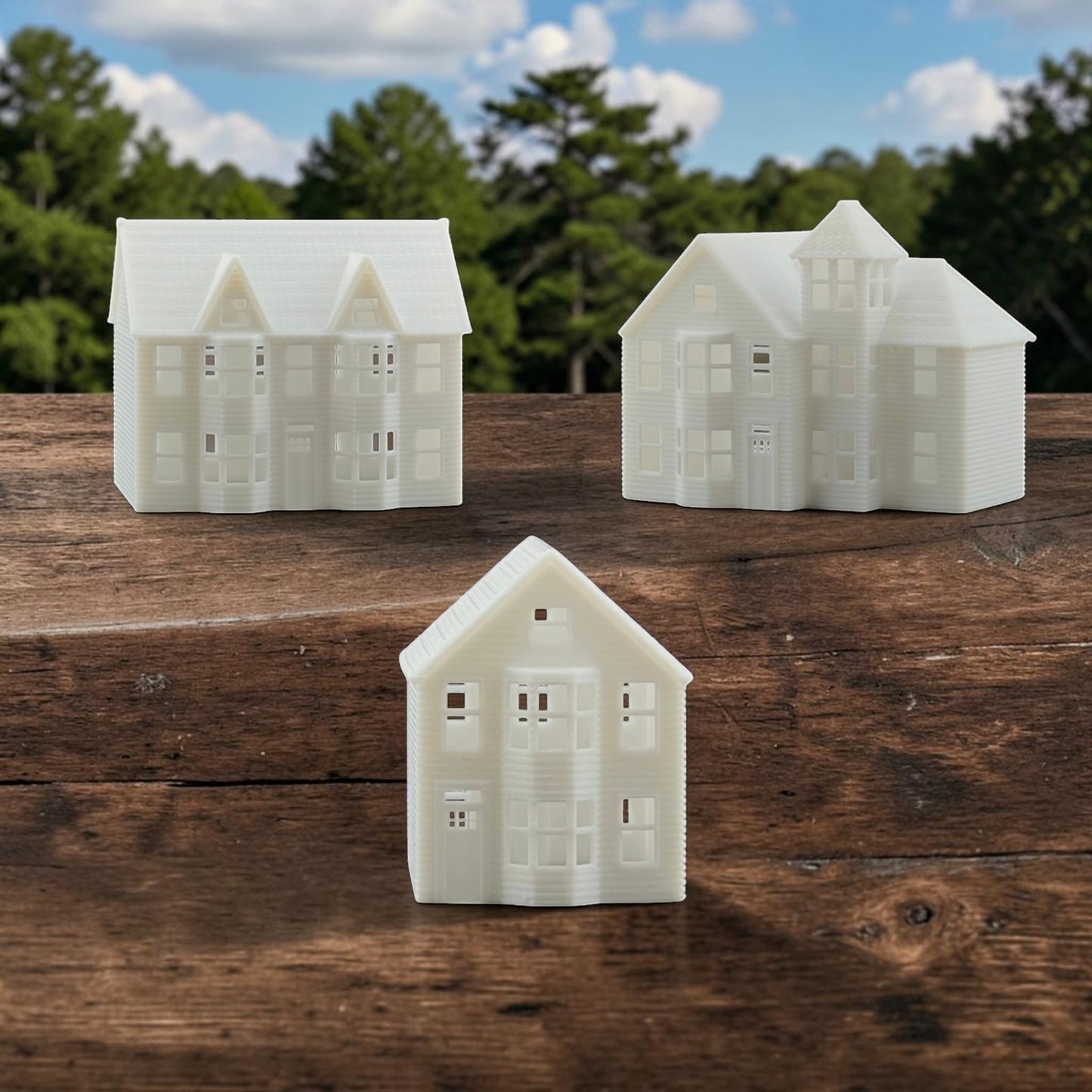 N Scale 1:160 Classic Victorian Resin Houses 3pc Set