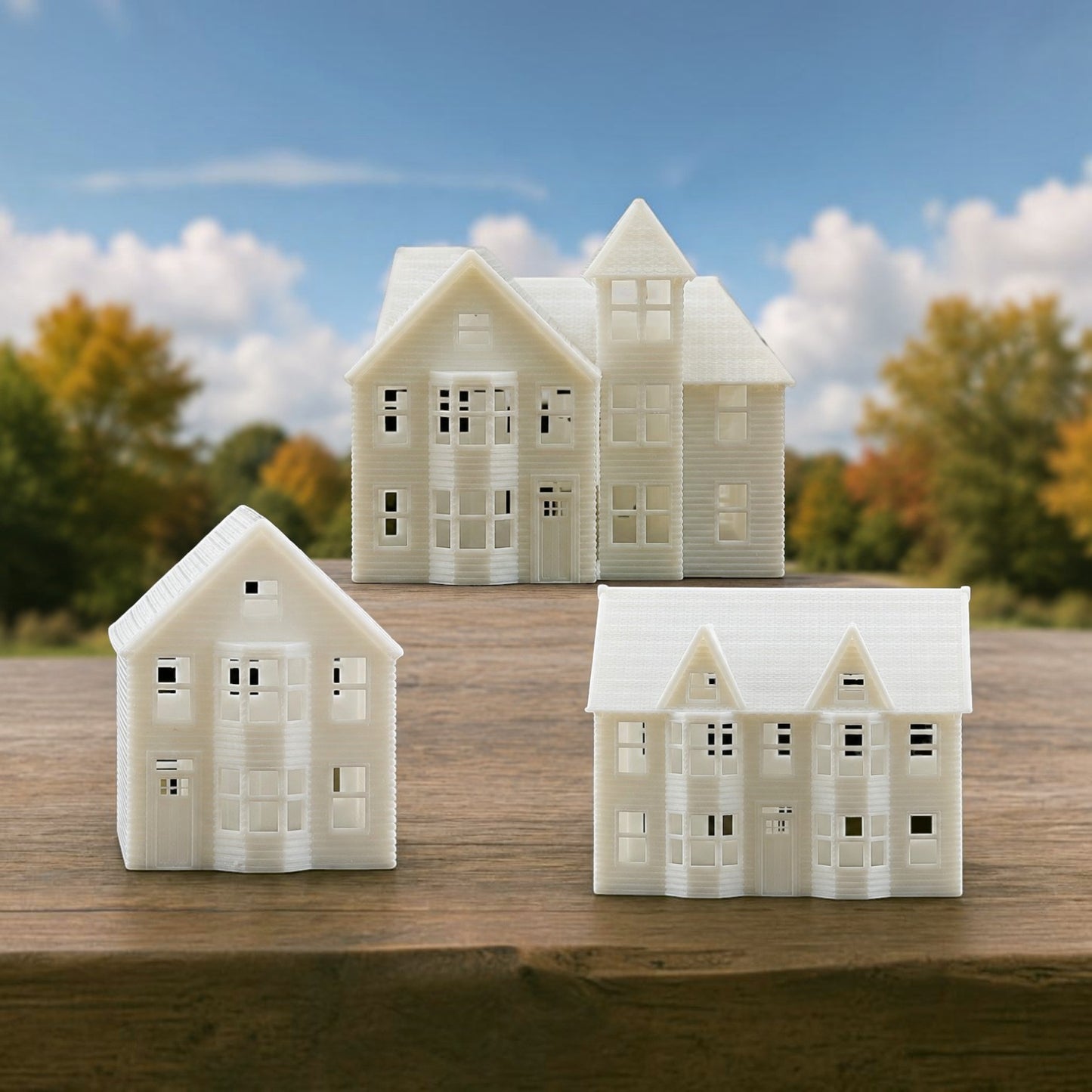 T Gauge 1:450 Classic Victorian Resin Houses 3pc Set
