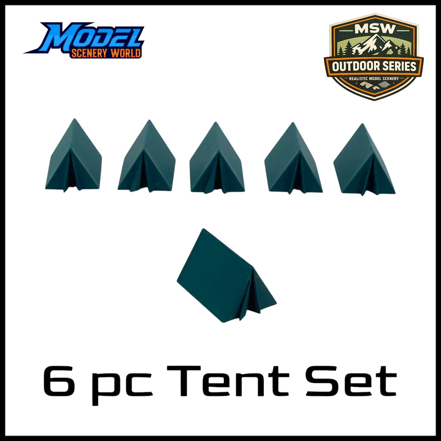 Z Scale 1:220 Outdoor Series Green Camping Tents 6pk