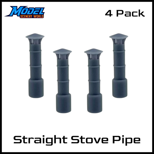 O Scale 1:48 Straight Stove Pipe Resin Model 4pk