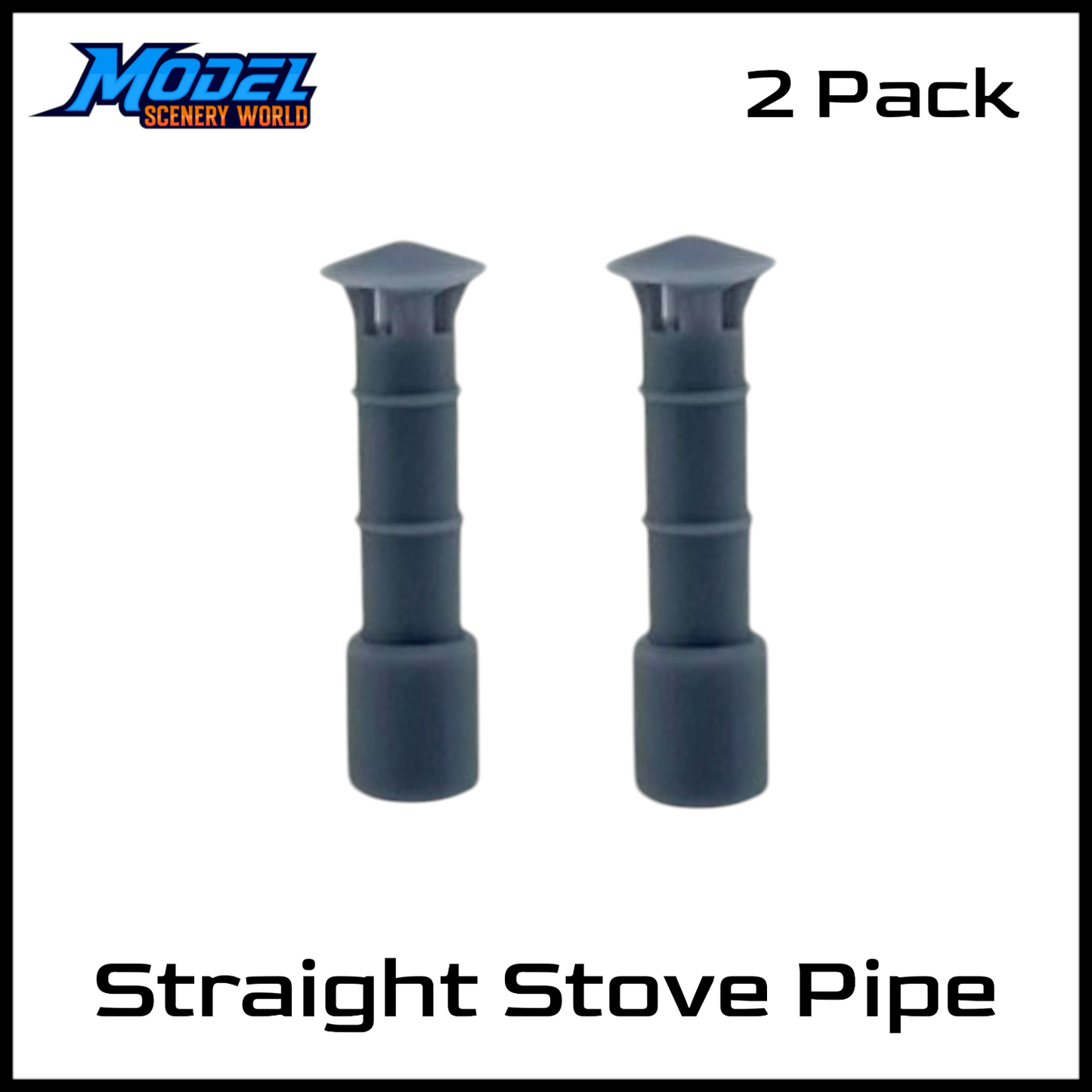 1 Gauge 1:32 Scale Straight Stove Pipe Resin Model 2pk