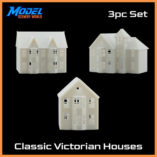 Z Scale 1:220 Classic Victorian Resin Houses 3pc Set