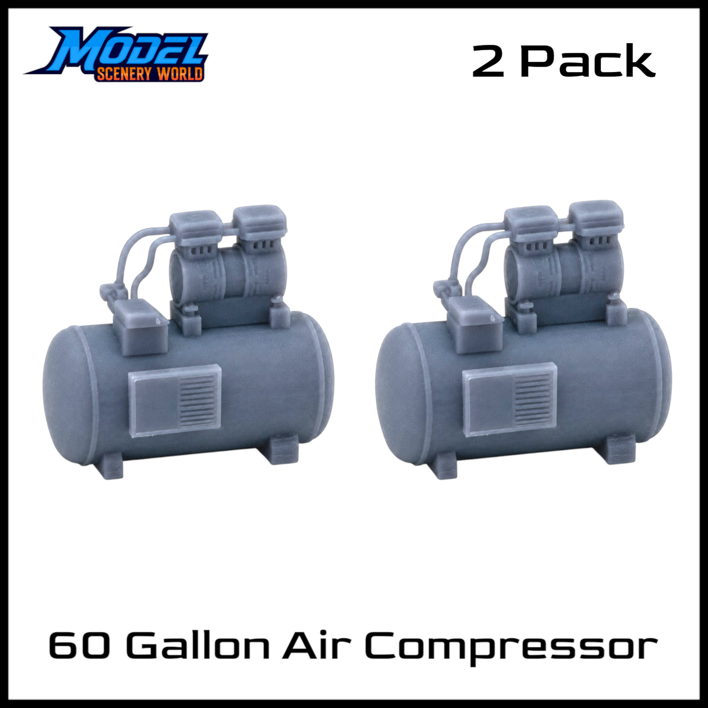 S Scale 1:64 Air Compressor 60 Gallon Resin Model - 2pk