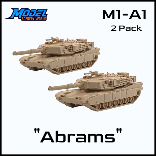 N Scale 1:160 M1-A1 Abrams Tank (2pk) - Beige