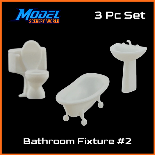 N Scale 1:160 Bathroom Fixture 3pc Set #2