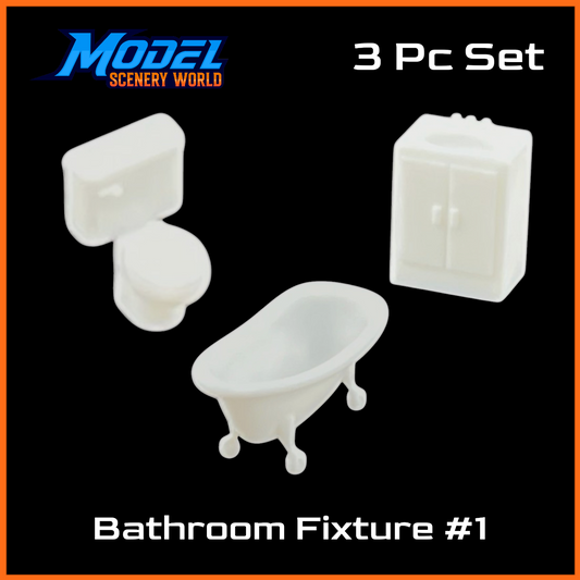 N Scale 1:160 Bathroom Fixture 3pc Set #1