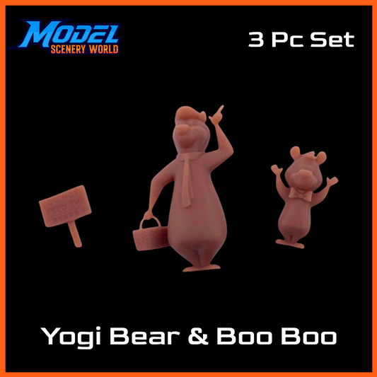 N Scale 1:160 Yogi Bear & Boo Boo Resin Figure 3pc Set