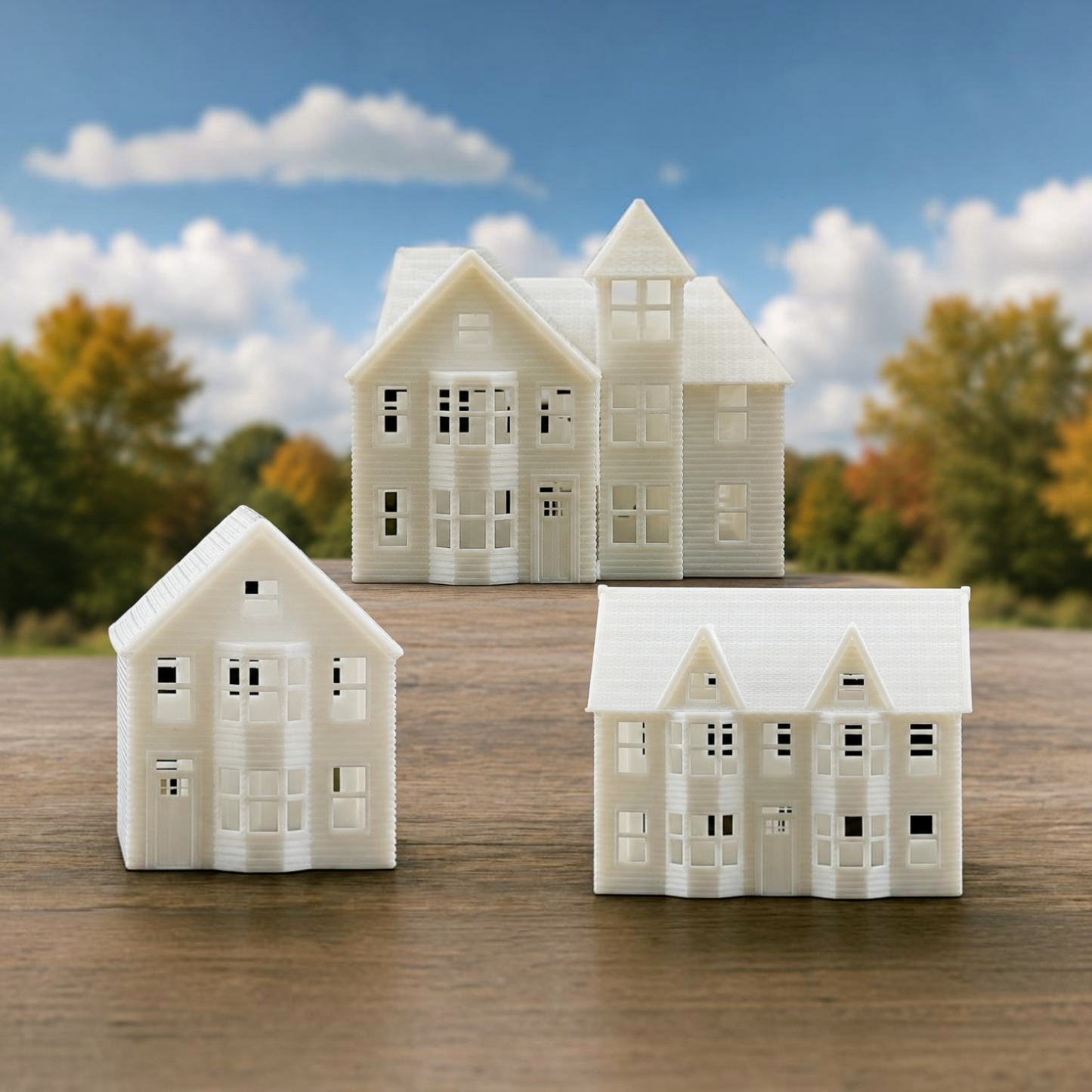 Z Scale 1:220 Classic Victorian Resin Houses 3pc Set