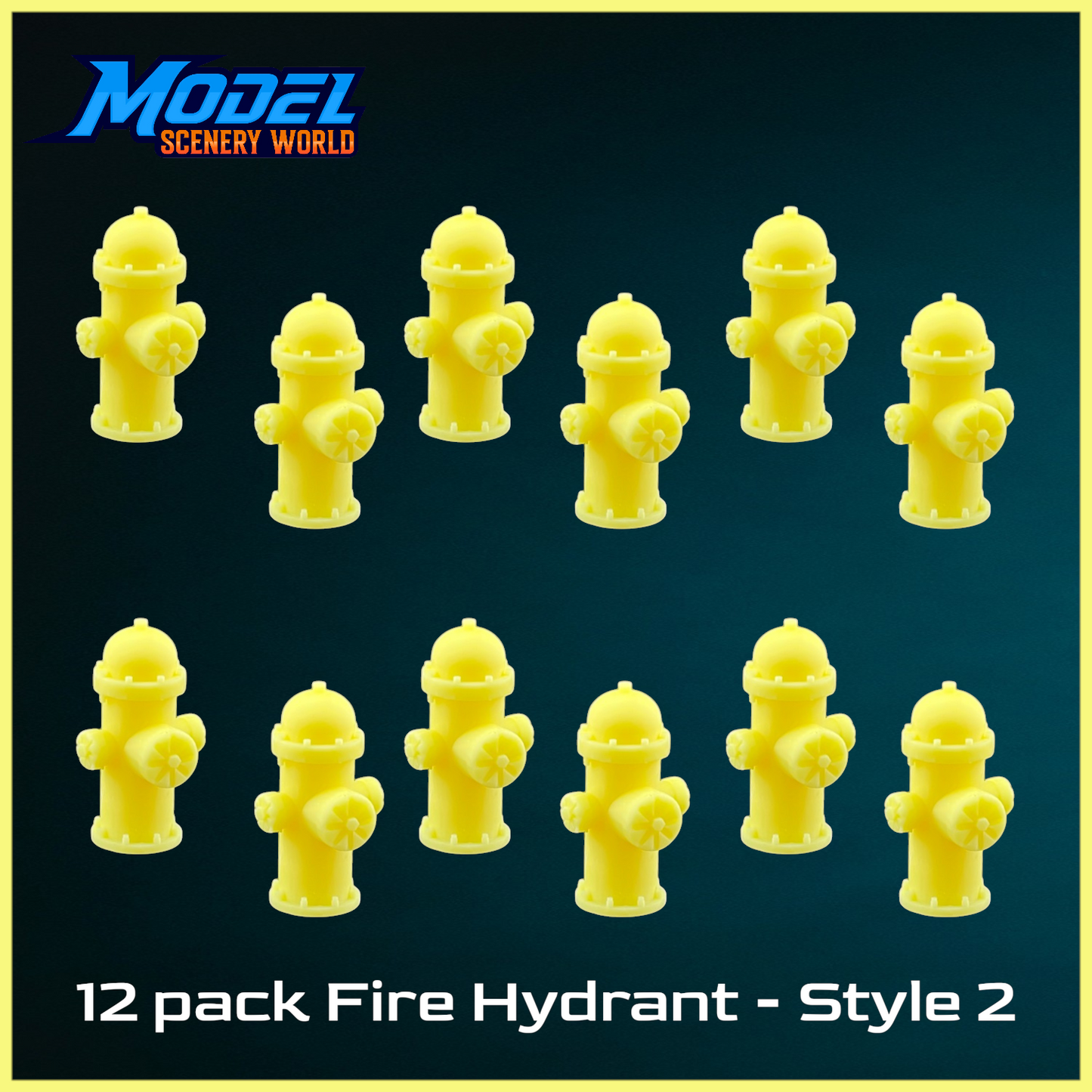 N Scale 1:160 Yellow Fire Hydrants Scenery (12pk)