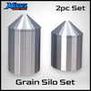 (2) Grain Silo Set - (1) 35' (1) 40' - S Scale 1:64 - Metallic Silver