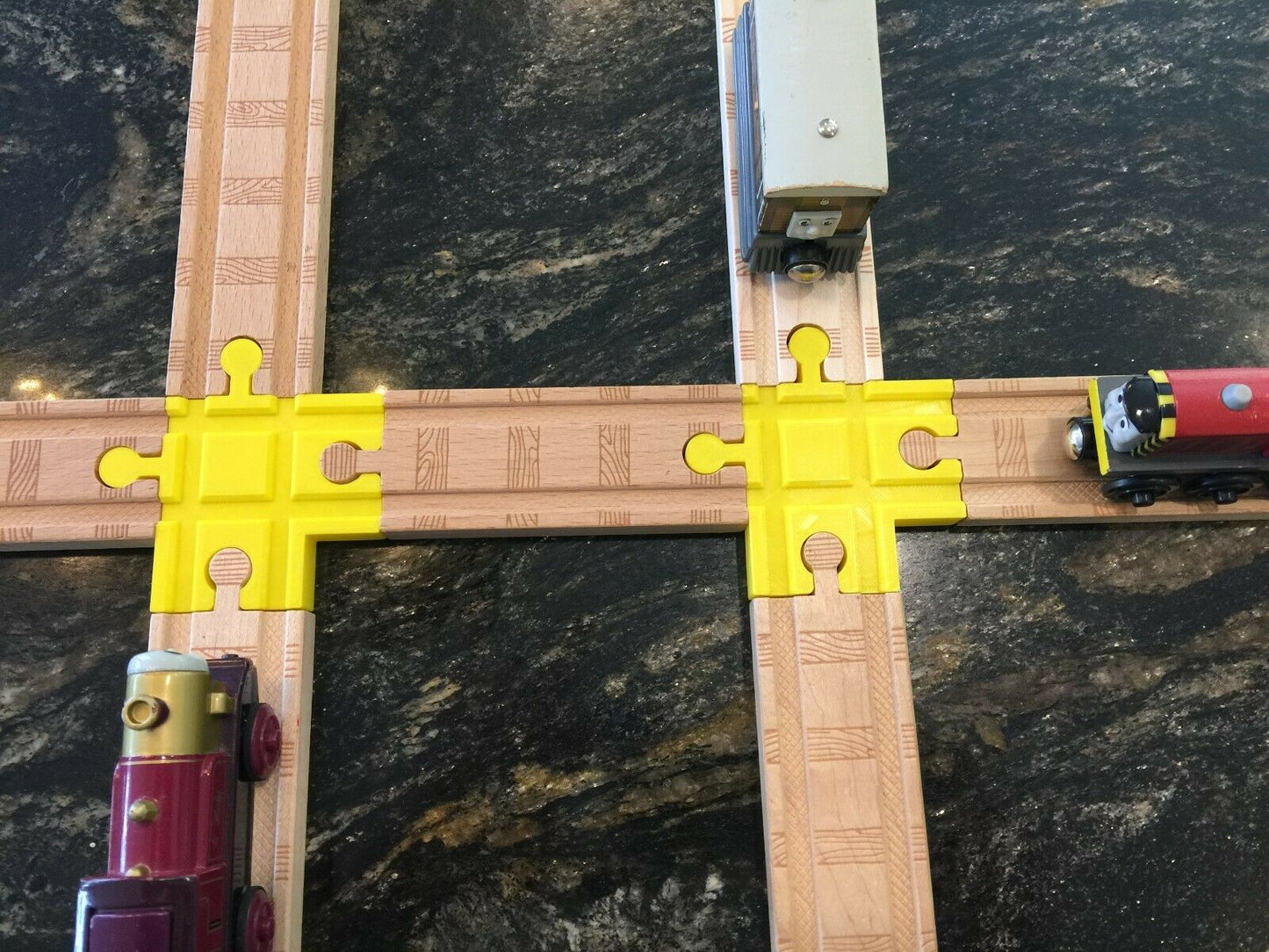 (2) 4 Way Wood Train Track Adapter Thomas the Tank Brio  IKEA - PICK YOUR COLOR!
