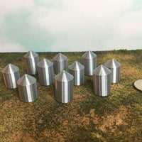 10 Grain Silos - T Gauge - 1:450 Scale - Farm Silo Cluster