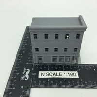 20th Century 3 Story Corner Shop Building - N Scale 1:160 - 3D PRINTED Model USA