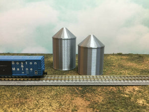 (2) GRAIN SILO SET - Z Scale 1:220 - No Assembly Required - FARM Cluster