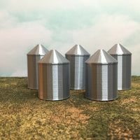 (5) GRAIN SILO SET - Z Scale 1:220 - No Assembly Required - FARM Cluster