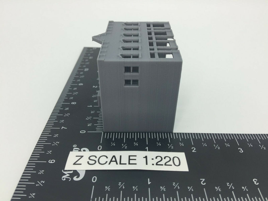Z Scale 1:220 20th Century Town Triangle Top Theater/Office – Pre-Built 3D Model – Model Scenery World – Gray Plastic