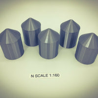 (5) GRAIN SILO SET - N Scale 1:160 - No Assembly Required - FARM Cluster 66mm