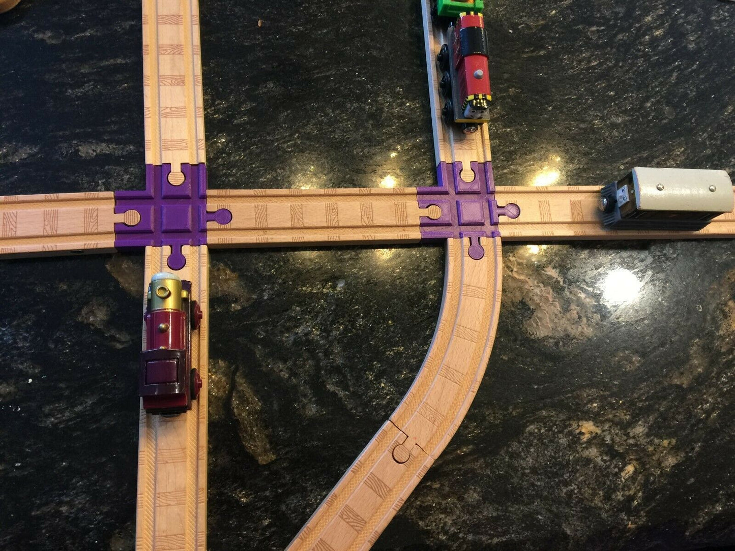 (2) 4 Way Wood Train Track Adapter Thomas the Tank Brio  IKEA - PICK YOUR COLOR!