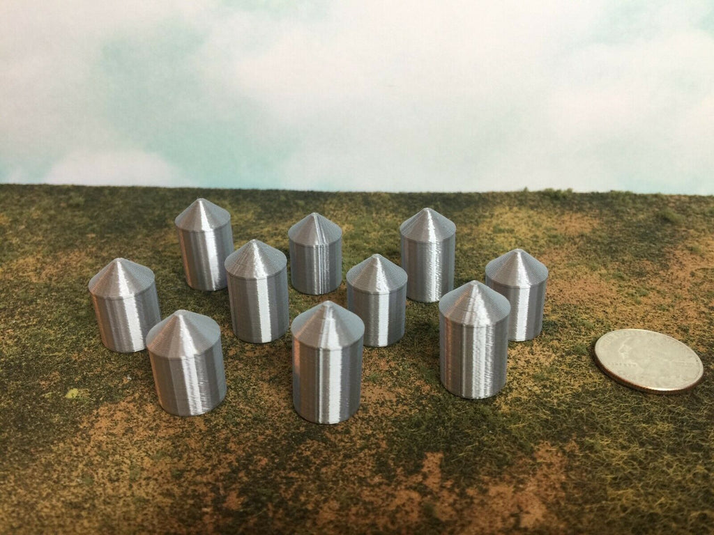 10 Grain Silos - T Gauge - 1:450 Scale - Farm Silo Cluster