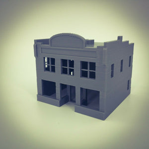 20th Century Town City OVAL TOP 2 Story Building- Z Scale 1:220 3D Printed Model