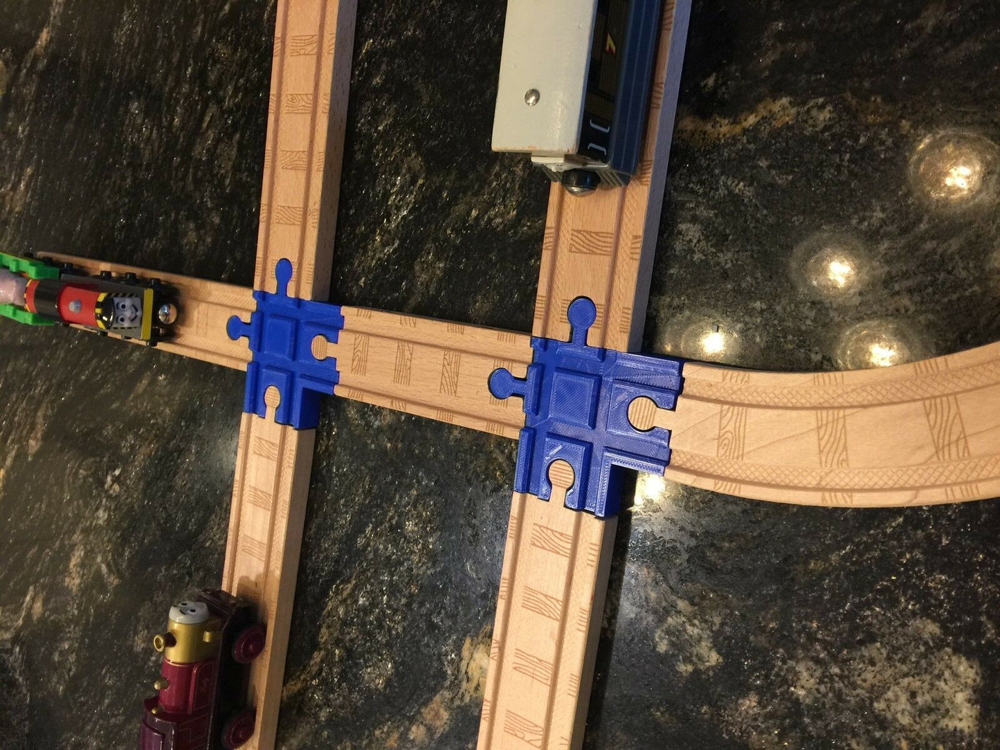 (2) 4 Way Wood Train Track Adapter Thomas the Tank Brio  IKEA - PICK YOUR COLOR!