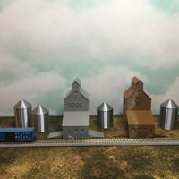 (5) GRAIN SILO SET - Z Scale 1:220 - No Assembly Required - FARM Cluster