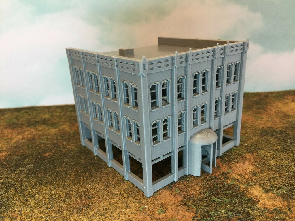 20th Century Multi-Floor Hotel / Office Building – Z Scale 1:220 – Model Scenery World USA