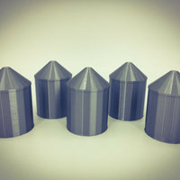 (5) GRAIN SILO SET - N Scale 1:160 - No Assembly Required - FARM Cluster 66mm