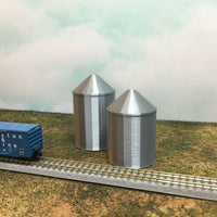 (2) GRAIN SILO SET - Z Scale 1:220 - No Assembly Required - FARM Cluster