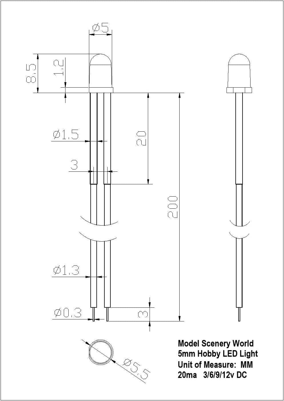 Flickering ~ Candle Flicker Flame Effect ~ Pre-Wired LEDs ~ 3-12 Volt DC LED
