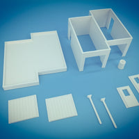 Offset Double Garage Scene - Easy Build Kit - Modeled in Color