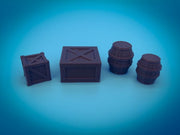 Large Wooden Shipping Crates and Barrels