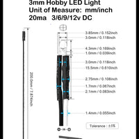 Pre-Wired LEDs ~ 3-12 Volt DC ~ Diffused ~ Wide Angle